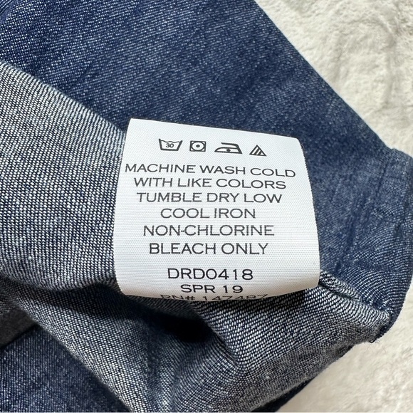 Draper James Chambray Ruffle 3/4 Bell Sleeve 100% Cotton Shift Dress Womens 6 - Picture 14 of 16